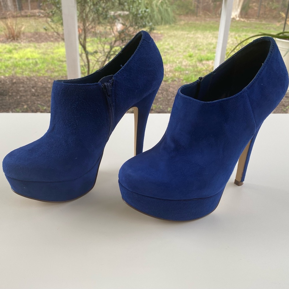 ALDO BLUE SUEDE ANKLE BOOT HEELS Size EU 37 / US 6.5